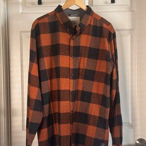 Weatherproof Vintage Men's Long-sleeve Orange & Black Buffalo Check Flannel, XL